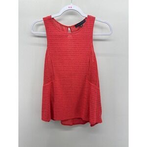 Sanctuary Sleeveless Tank Top Womens XS Coral Red Crochet Boho Summer Travel